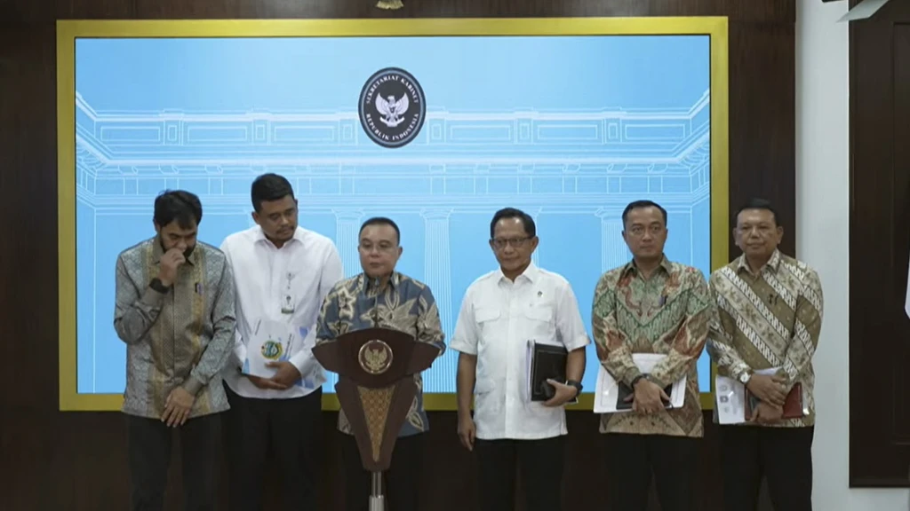 Keterangan pers penyelesaian permasalahan empat Pulau di Perbatasan Prov. Aceh dan Sumut. Foto: Youtube/Sekretariat Presiden