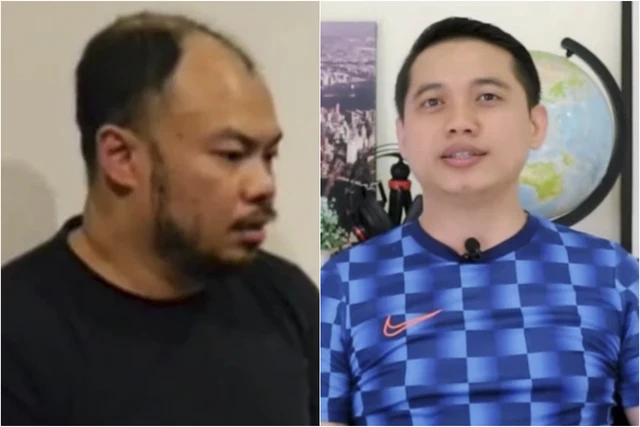 Kolase foto otak penculikan dan pembunuhan pegawai bank, C alias Ken, saat ditangkap polisi di PIK (kiri) dan  Dwi Hartono (40), salah satu otak pelaku penculikan dan pembunuhan pegawai bank (kanan). Foto: Dok. Youtube/Klan Hartono, Istimewa