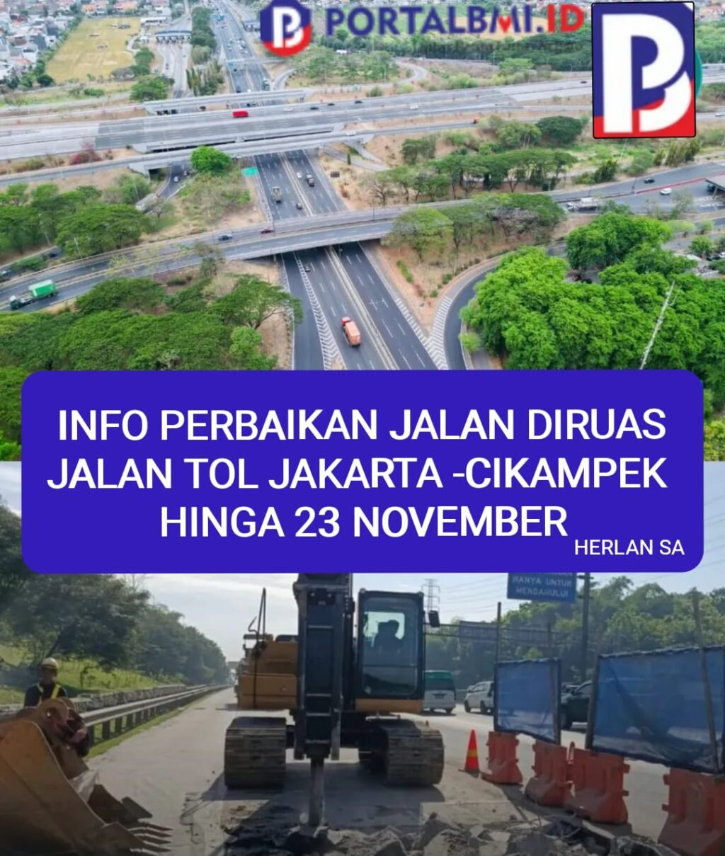 Perbaikan jalan diruas jalan Tol Jakarta-Cikampek. FOTO: Herlan06/ PORTALBMI.ID