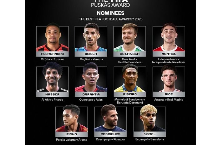 Ridho bersaing dengan 10 pemain lain dalam nominasi ini, termasuk Lamine Yamal dan Declan Rice.