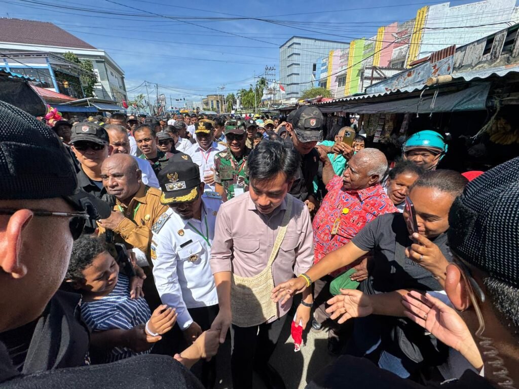 Wapres Gibran Rakabuming meninjau Pasar Ikan Fandoi di Kabupaten Biak Numfor, Papua. FOTO: Set Wapres