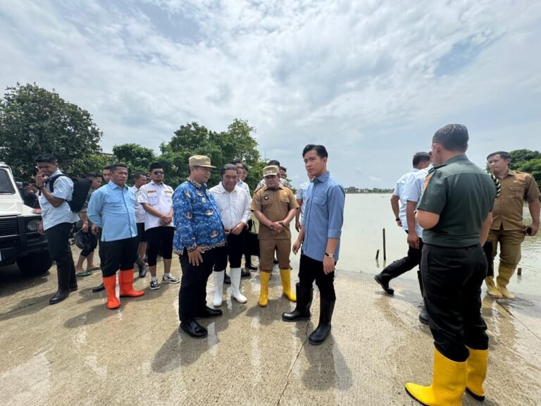 Wakil Presiden (Wapres) Gibran Rakabuming meninjau langsung lokasi banjir di Desa Srimukti, Kecamatan Tambun Utara, Kabupaten Bekasi, Senin (19/01/2026). FOTO: BPMI Setpres