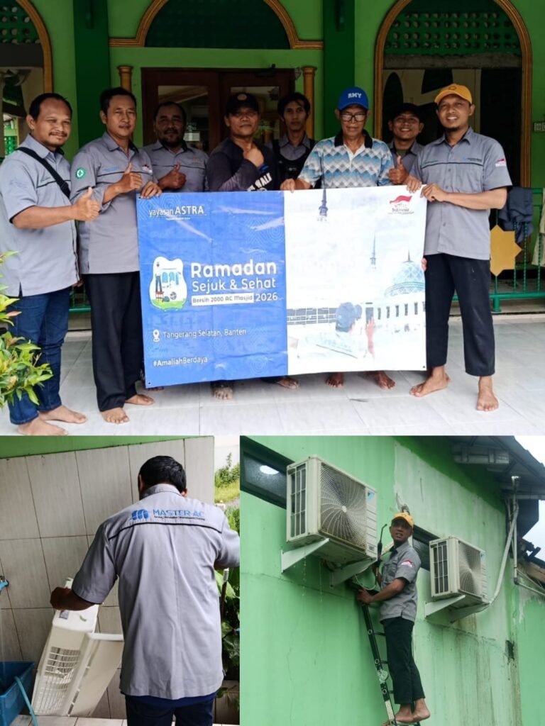 Yayasan Astra secara resmi memulai aksi pembersihan dan perawatan AC secara besar-besaran yang menyasar 2.000 unit AC masjid di seluruh Indonesia. FOTO: Indarto07/ portalbmi.id