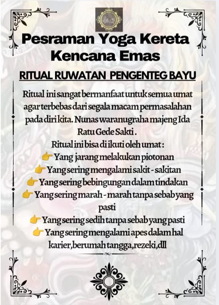 Pesraman Yoga Kereta Kencana Emas sukses menyelenggarakan Ritual Ruwatan Pengenteg Bayu pada Rabu, 28 Januari 2026. FOTO: Ayu05/ portalbmi.id