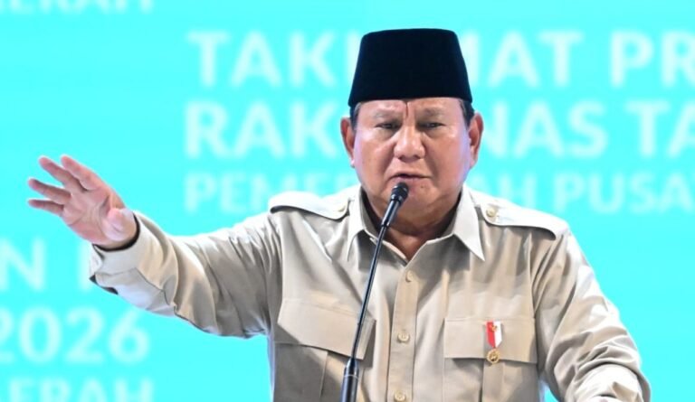 Presiden Prabowo Subianto secara resmi membuka RAKORNAS di SICC, FOTO: BPMI Setpres