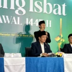 Menag Nasaruddin Umar dalam konpers sidang Isbat di Kantor Kemenag, Jakpus, Kamis (19/3).