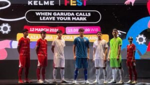 Kelme resmi meluncurkan jersey baru Timnas Indonesia. FOTO: portalbmi.id