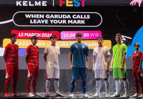 Kelme resmi meluncurkan jersey baru Timnas Indonesia. FOTO: portalbmi.id