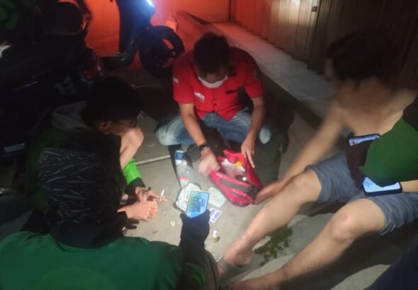 Kejar Maling, Pemotor Tabrak Ojol di Depan Mie Gacoan. FOTO: Henny06/portalbmi.id