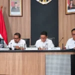 Konferensi Pers KSP M.Qodari, Mendag Budi Santoso, Wamenhub Suntana, Wamenpar Ni Luh Puspa di KSP, Kompleks Istana Kepresidenan, Jakarta Pusat, Rabu (1/4/2026).