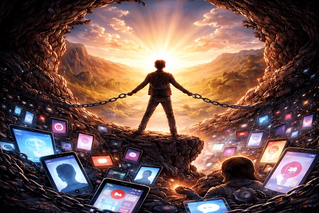 Ilustrasi Belenggu Digitalisasi. Sumber foto: Chatgpt.com