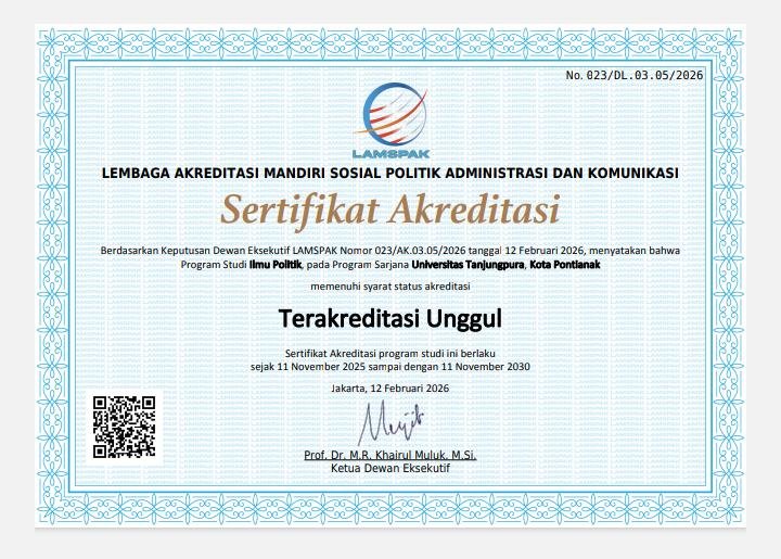 Sertifikat Akreditasi Unggul Fisip UNTAN Pontianak. FOTO: Firdaus06/portalbmi.id