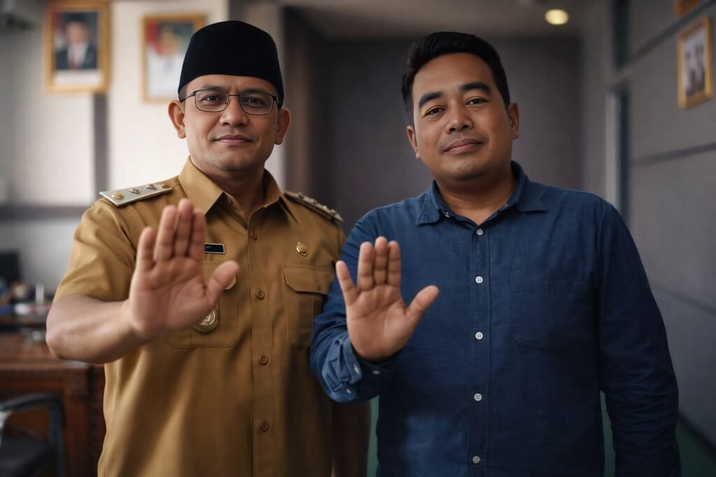 Wakil Bupati Sambas, H. Heroaldi Djuhardi Alwi, dengan Ketua DPC Gabungan Wartawan Indonesia (GWI) Sambas. FOTO: Nop06/portalbmi.id