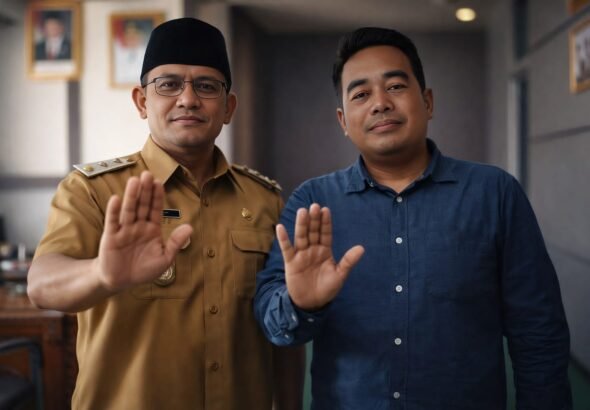 Wakil Bupati Sambas, H. Heroaldi Djuhardi Alwi, dengan Ketua DPC Gabungan Wartawan Indonesia (GWI) Sambas. FOTO: Nop06/portalbmi.id