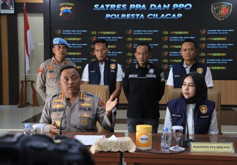 Polresta Cilacap melalui Satuan Reserse Perlindungan Perempuan dan Anak (PPA) dan Pemberantasan Perdagangan Orang (PPO) mengamankan seorang pria berinsial HS (36). FOTO: Imam07/portalbmi.id