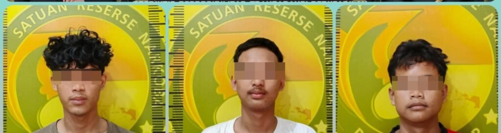 Tiga tersangka berinisial AA (21), AN (17), dan DS (16) berhasil diamankan. FOTO: Imam07/portalbmi.id