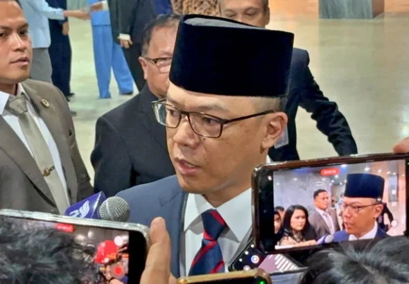 Menteri Luar Negeri Sugiono di Kompleks Parlemen, Senayan, Jakarta, Rabu (20/5/2026). Foto: Nasywa Athifah/kumparan