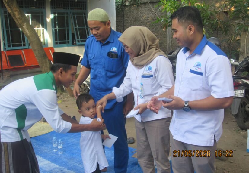 PT STL dan PT ALB menggelar kegiatan santunan anak yatim di Kampung Sukajadi, Kelurahan Mekarsari, Kota Cilegon, Kamis (21/5/2026). FOTO: Budi05/PORTALBMI.ID