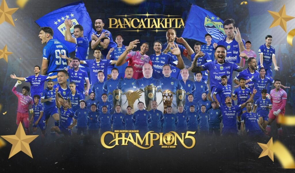 Setelah melakukan back to back juara Liga 1 2023/24 dan 2024/25, Pangeran Biru mempertahankan gelarnya setelah bermain imbang tanpa gol dengan Persijap Jepara di Stadion Gelora Bandung Lautan Api, Sabtu, 23 Mei 2026. FOTO: Red/PORTALBMI.ID/PERSIB
