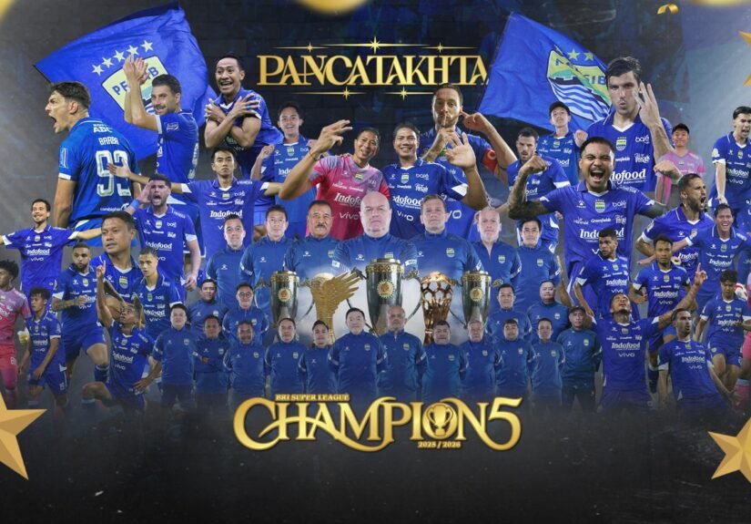 Setelah melakukan back to back juara Liga 1 2023/24 dan 2024/25, Pangeran Biru mempertahankan gelarnya setelah bermain imbang tanpa gol dengan Persijap Jepara di Stadion Gelora Bandung Lautan Api, Sabtu, 23 Mei 2026. FOTO: Red/PORTALBMI.ID/PERSIB