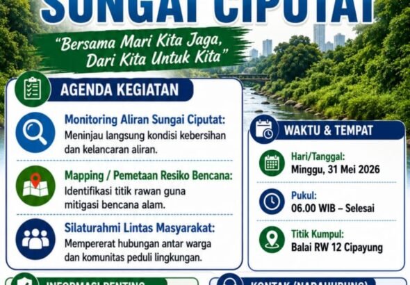Kegiatan susur dan monitoring sungai Ciputat bersama Forum potensi Tangsel bersama unsur gabungan. FOTO: Henny06/PORTALBMI.ID