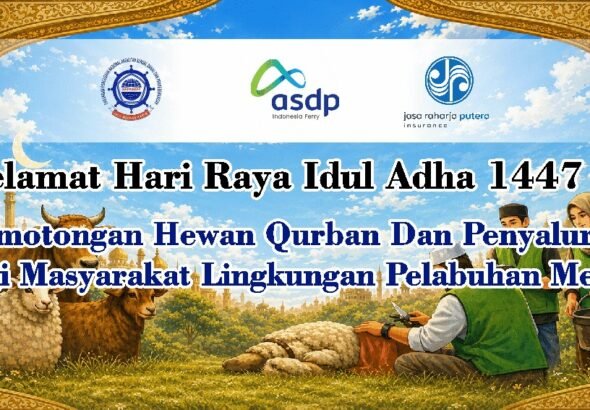 Gapasdap DPC Merak bersama Jasa Raharja Putera dan PT ASDP Indonesia Ferry (Persero) Cabang Merak, kembali melaksanakan kegiatan penyembelihan hewan kurban dan penyaluran daging kurban bagi masyarakat. FOTO: Budi05/PORTALBMI.ID