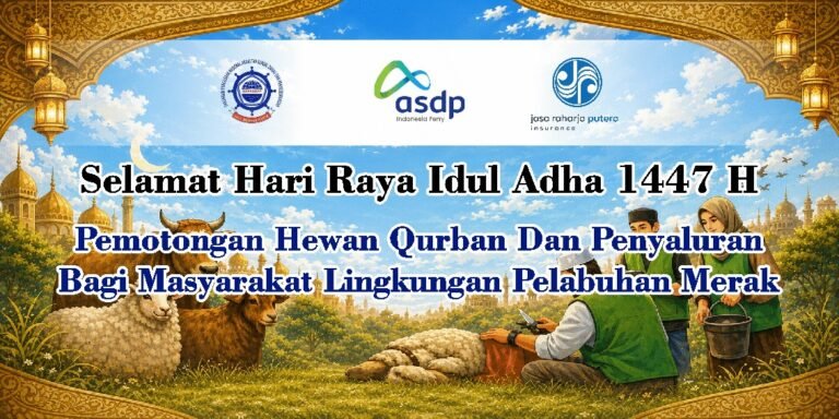 Gapasdap DPC Merak bersama Jasa Raharja Putera dan PT ASDP Indonesia Ferry (Persero) Cabang Merak, kembali melaksanakan kegiatan penyembelihan hewan kurban dan penyaluran daging kurban bagi masyarakat. FOTO: Budi05/PORTALBMI.ID