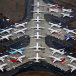 Puluhan pesawat Boeing 737 MAX yang dilarang terbang terlihat diparkir di Bandara Internasional Grant County di Moses Lake, Washington, AS, Selasa (17/11). Foto: Lindsey Wasson/REUTERS