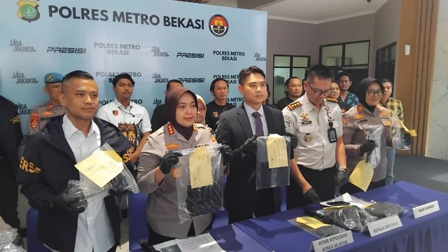 Konferensi pers kasus pembunuhan WN Korea Selatan di Polres Metro Bekasi. Dok: Istimewa.