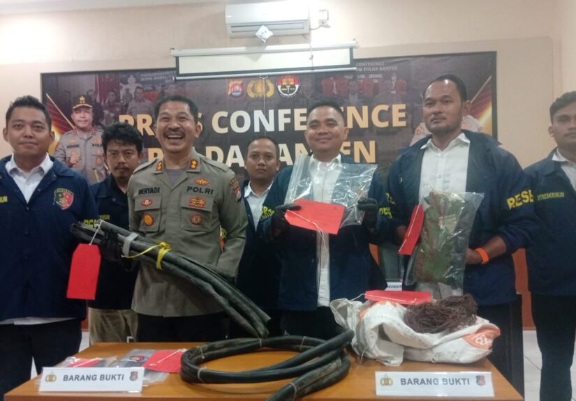 Pengungkapan kasus tersebut disampaikan dalam konferensi pers yang digelar di Aula Bidhumas Polda Banten, Rabu (3/6/2026). FOTO: Achie06/PORTALBMI.ID