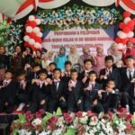 Pelepasan siswa-siswi Kelas VI SD Negeri Angsoka yang digelar di halaman sekolah, Selasa (9/6/2026). FOTO: Achie06/PORTALBMI.ID