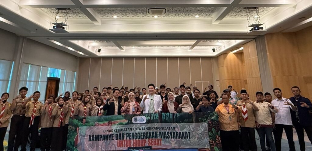 Kampanye dan Penggerakan Masyarakat untuk Hidup Sehat yang diikuti sekitar 120 peserta dari Karang Taruna se-Tangsel dan Saka Bakti Husada Pramuka di Puspemkot Tangsel, Kamis (11/6). FOTO: Henny06/PORTALBMI.ID