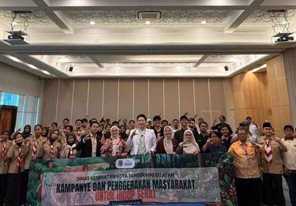 Kampanye dan Penggerakan Masyarakat untuk Hidup Sehat yang diikuti sekitar 120 peserta dari Karang Taruna se-Tangsel dan Saka Bakti Husada Pramuka di Puspemkot Tangsel, Kamis (11/6). FOTO: Henny06/PORTALBMI.ID