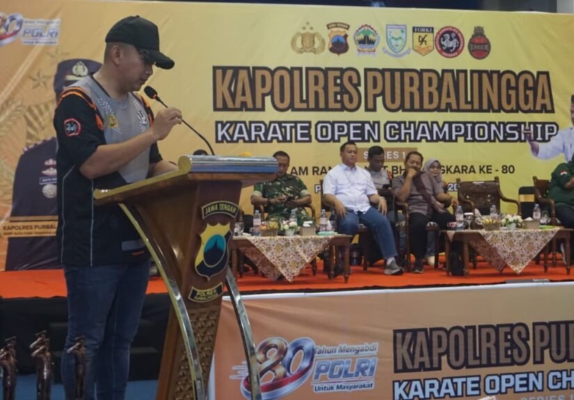 Kejuaraan karate bertajuk Kapolres Purbalingga Karate Open Championship di Indoor Sasana Krida Perwira Purbalingga, Sabtu (27/6/2026). FOTO: Humas Polres Purbalingga