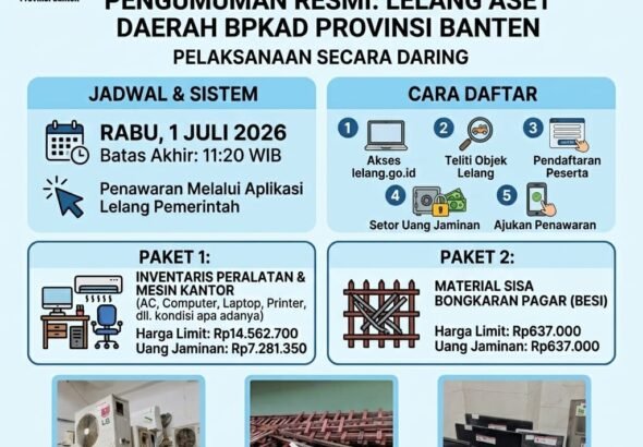Pelaksanaan lelang Barang Milik Daerah (BMD) secara daring (open bidding) melalui aplikasi lelang pemerintah. FOTO: Setda Pemprov Banten