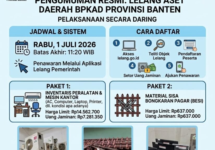 Pelaksanaan lelang Barang Milik Daerah (BMD) secara daring (open bidding) melalui aplikasi lelang pemerintah. FOTO: Setda Pemprov Banten
