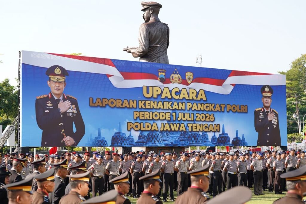Sebanyak 2.595 personel Polda Jawa Tengah dan jajaran menerima kenaikan pangkat periode 1 Juli 2026. FOTO: Bid Humas Polda Jateng