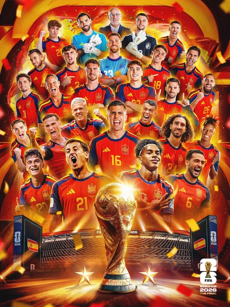 Tim Nasional Spanyol berhasil mengukir sejarah baru dengan menjuarai Piala Dunia 2026 setelah mengalahkan Argentina dengan skor 1-0. FOTO: FIFA/PORTALBMI.ID