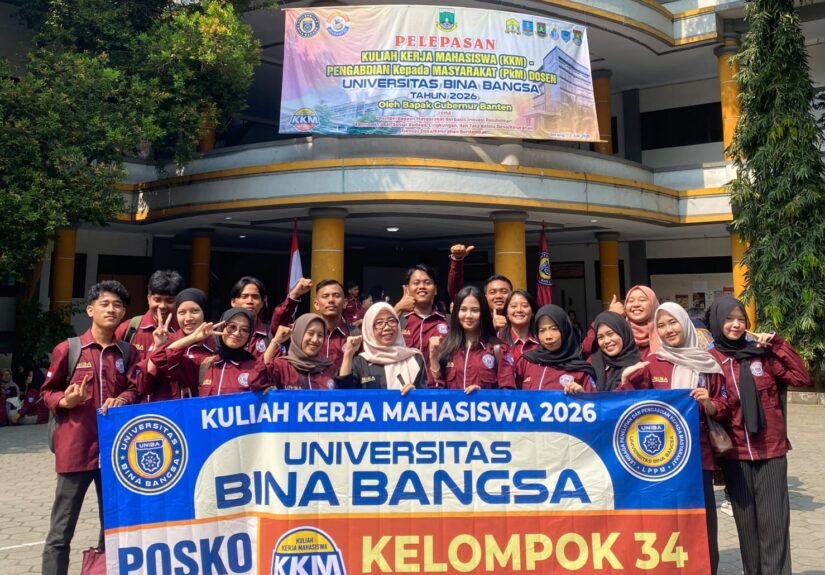 Universitas Bina Bangsa (UNIBA) secara resmi melepas 2.000 mahasiswa peserta Kuliah Kerja Mahasiswa (KKM) Tahun 2026. FOTO: Achie06/PORTALBMI.ID