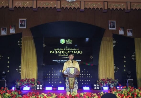 Apresiasi dan ucapan terima kasih kepada DPRD Kabupaten Sambas atas kehadiran dalam malam puncak Pemilihan Bujang Dare Sambas 2026. FOTO: Aef05/PORTALBMI.ID