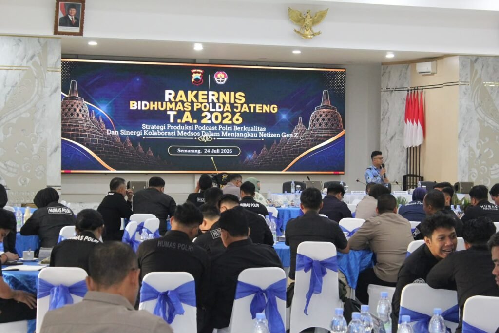 Polda Jawa Tengah memperkuat strategi komunikasi kehumasan melalui Rapat Kerja Teknis (Rakernis) Bidhumas Tahun Anggaran 2026. FOTO: Bidhumas Polda Jateng