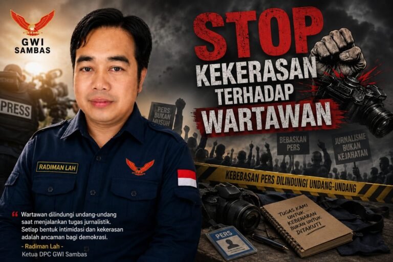 Ketua DPC Gabungan Wartawan Indonesia (GWI) Kabupaten Sambas, Radiman Lah. FOTO: PORTALBMI.ID
