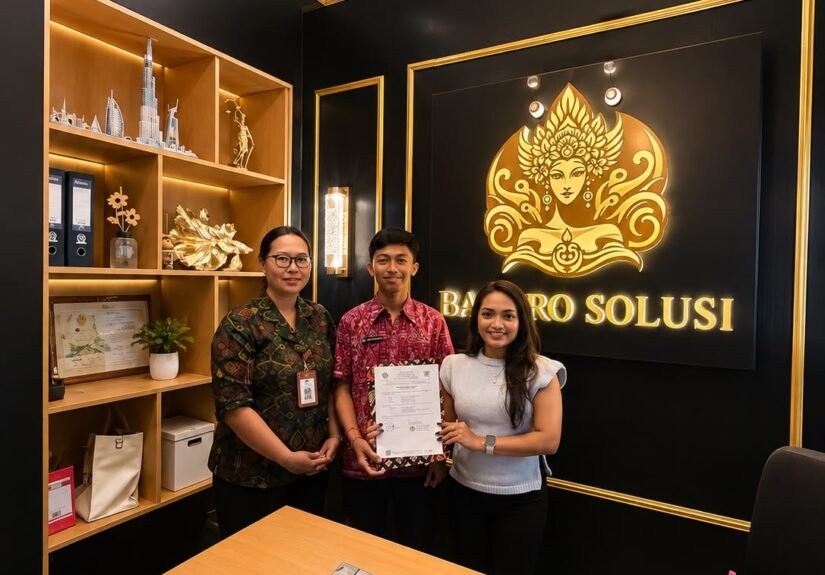 Penyerahan siswa Program Keahlian Akuntansi SMK Negeri 2 Denpasar, I Komang Sutha Jaya, kepada PT Bali Pro Solusi. FOTO: Ayu05/PORTALBMI.ID