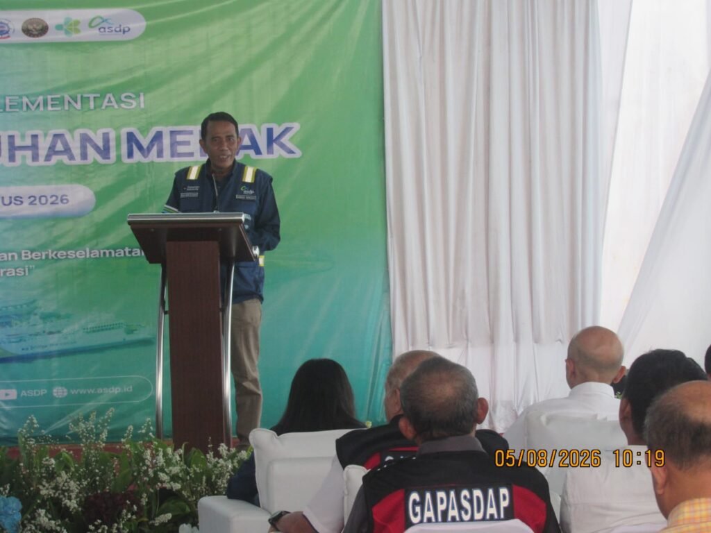 PT ASDP Indonesia Ferry (Persero) resmi menerapkan program Sterilisasi Pelabuhan Merak melalui kegiatan Go Live Implementasi Sterilisasi Pelabuhan di Pelabuhan Merak, Rabu (5/8/2026). FOTO: PORTALBMI.ID