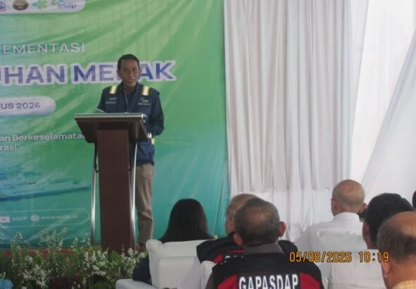 PT ASDP Indonesia Ferry (Persero) resmi menerapkan program Sterilisasi Pelabuhan Merak melalui kegiatan Go Live Implementasi Sterilisasi Pelabuhan di Pelabuhan Merak, Rabu (5/8/2026). FOTO: PORTALBMI.ID