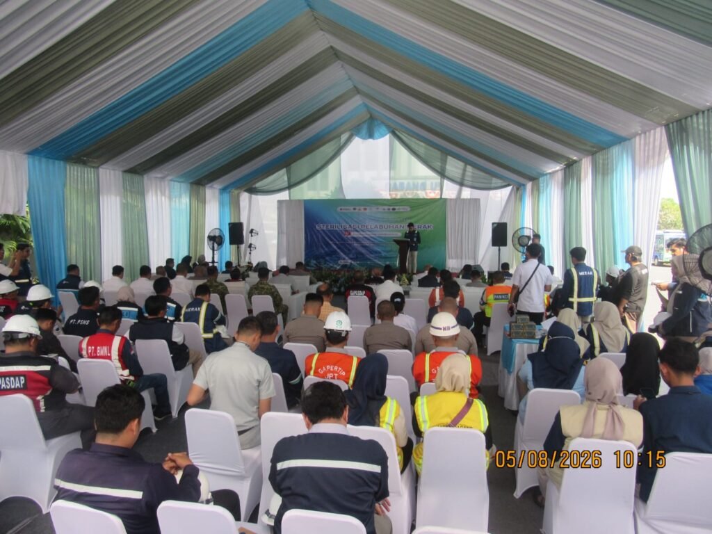 PT ASDP Indonesia Ferry (Persero) resmi menerapkan program Sterilisasi Pelabuhan Merak melalui kegiatan Go Live Implementasi Sterilisasi Pelabuhan di Pelabuhan Merak, Rabu (5/8/2026). FOTO: PORTALBMI.ID