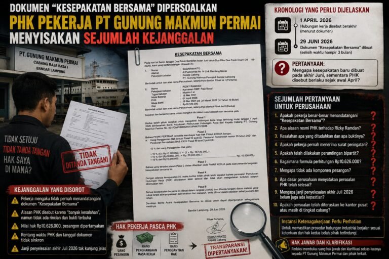 PHK Pekerja PT Gunung Makmun Permai Menyisakan Sejumlah Kejanggalan. FOTO: PORTALBMI.ID