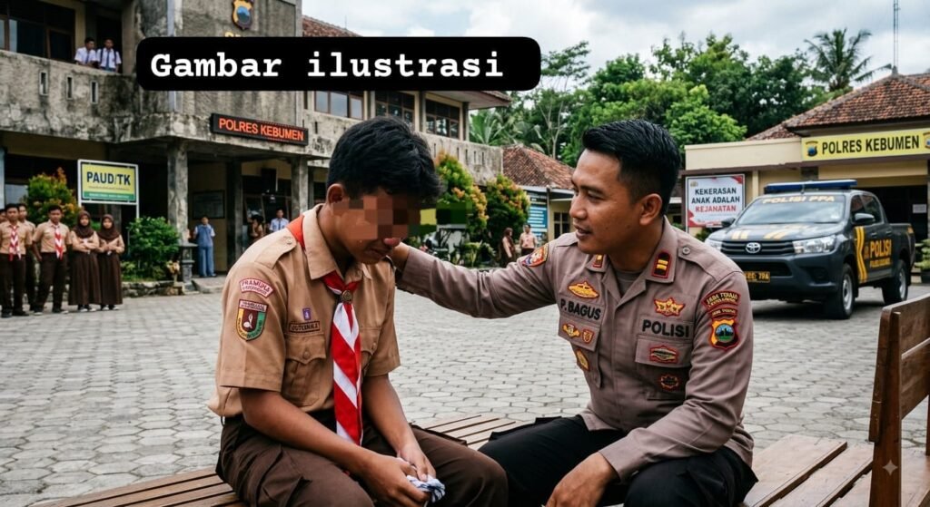 Polres Kebumen mengamankan seorang pelajar yang diduga terlibat dalam aksi kekerasan terhadap pelajar lain. FOTO: Imam06/PORTALBMI.ID