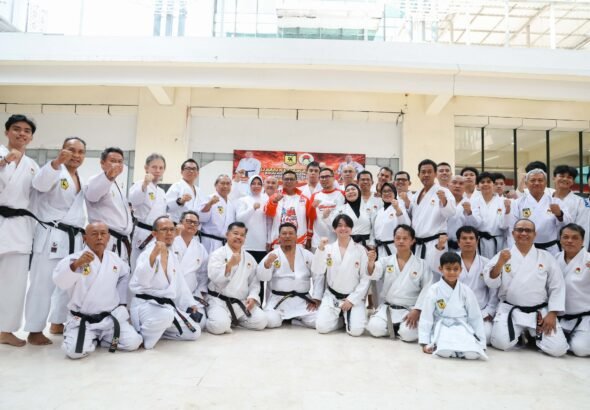 Ujian Kenaikan Tingkat (UKT) Institut Karate-Do Indonesia (INKAI) Tangerang Selatan Semester 2 Tahun 2026 di Aula Kantor Wali Kota Tangerang Selatan, Minggu (23/8/2026). FOTO: PORTALBMI.ID