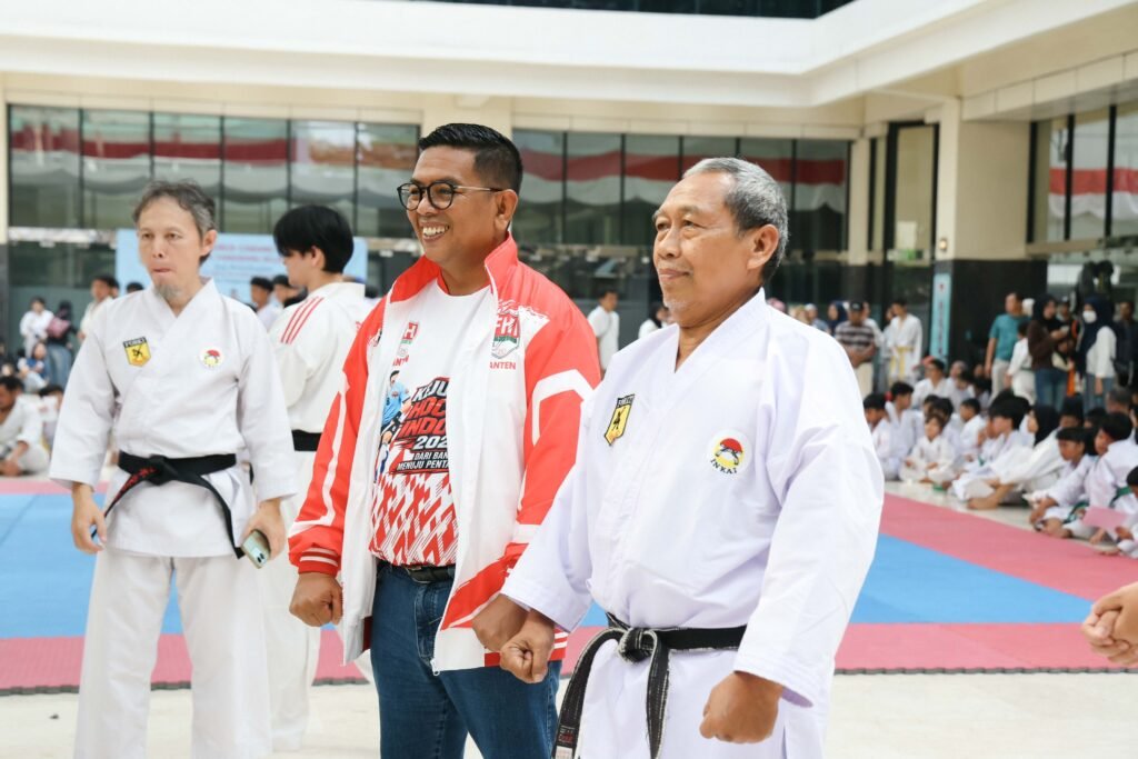 Ujian Kenaikan Tingkat (UKT) Institut Karate-Do Indonesia (INKAI) Tangerang Selatan Semester 2 Tahun 2026 di Aula Kantor Wali Kota Tangerang Selatan, Minggu (23/8/2026). FOTO: PORTALBMI.ID